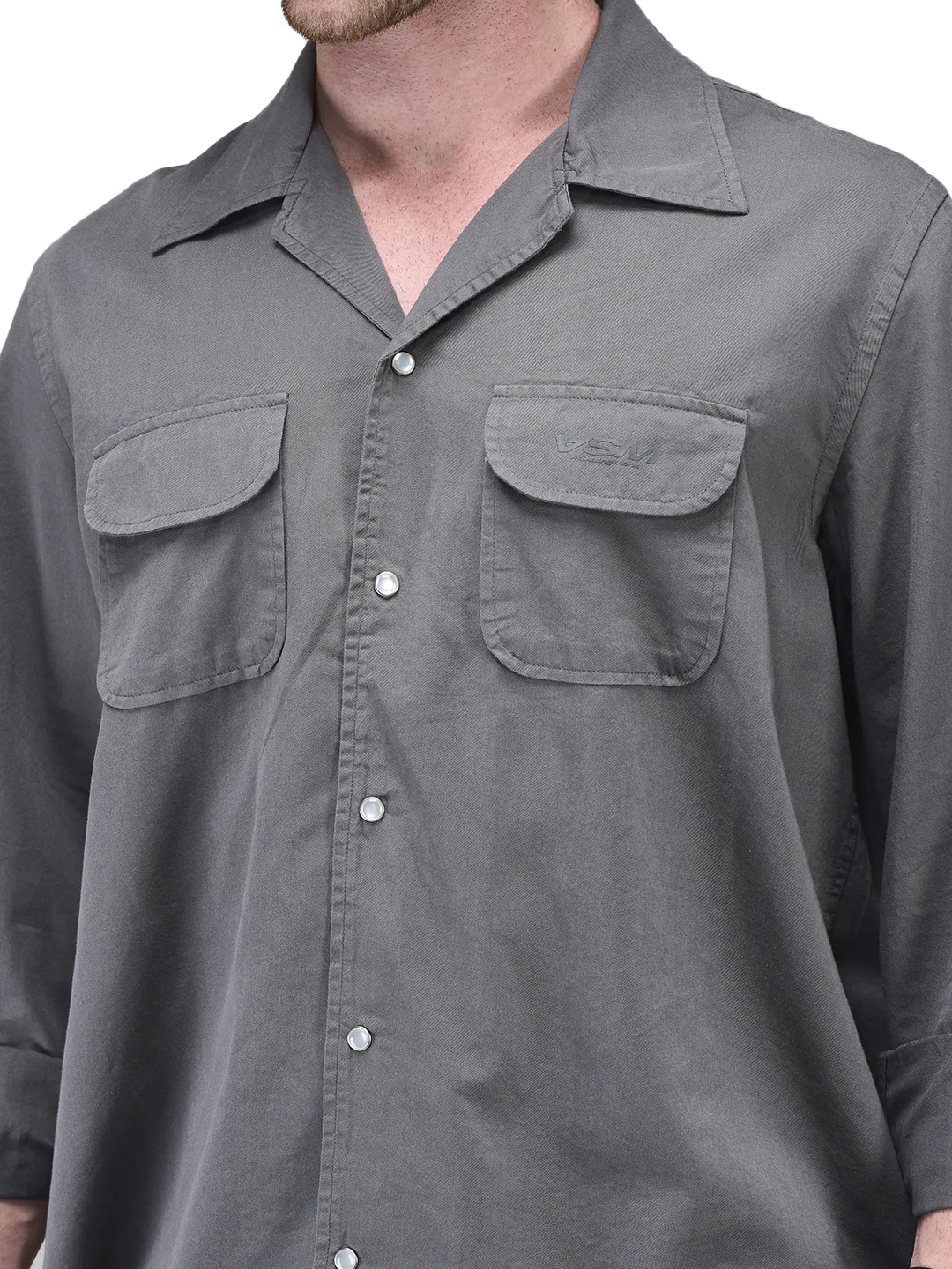 Skating Monk Charcoal Grey  Men Shirt - Thumbnail 5
