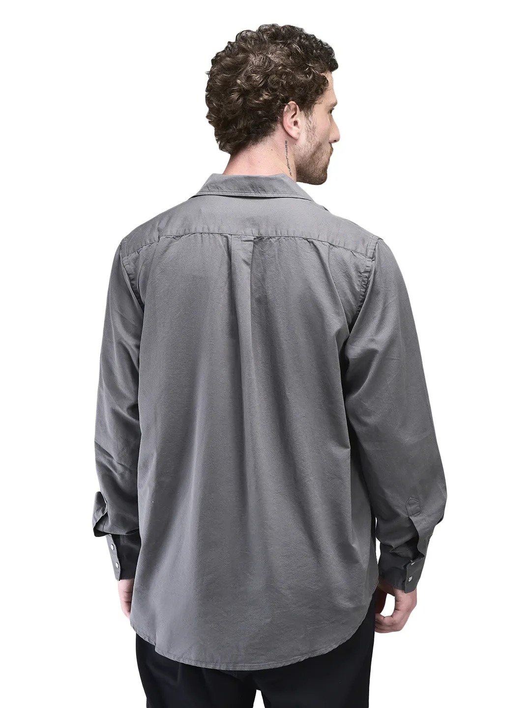 Skating Monk Charcoal Grey  Men Shirt - Thumbnail 6