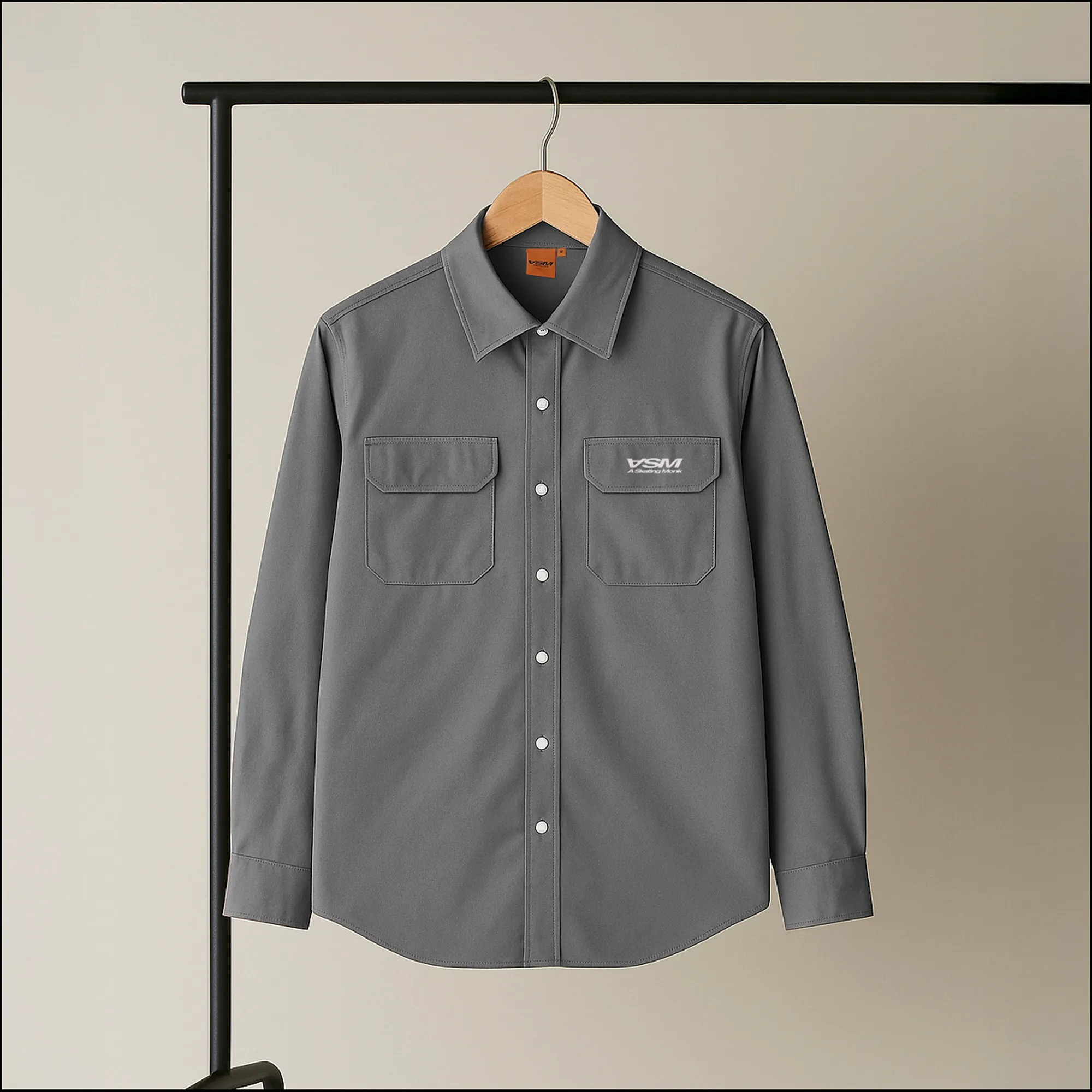 Skating Monk Charcoal Grey  Men Shirt - Thumbnail 7