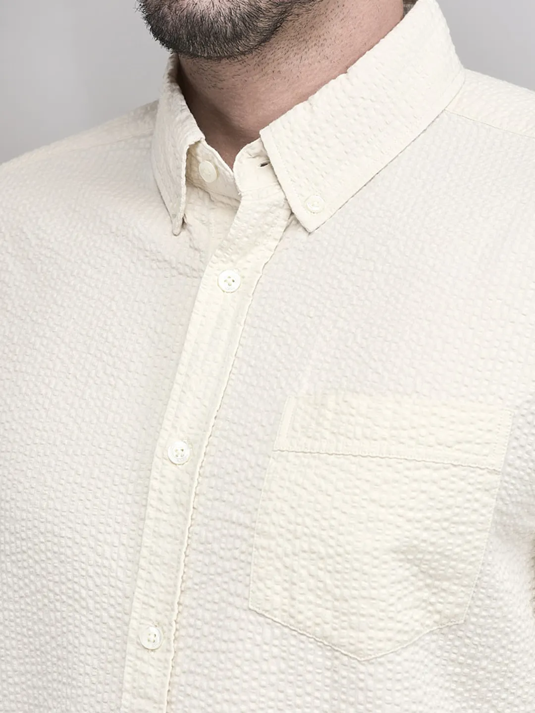 Organic Cotton Ivory Shirt For Men - Thumbnail 4