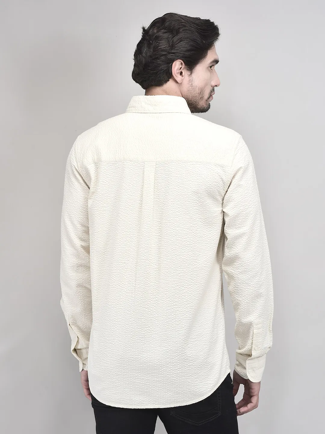 Organic Cotton Ivory Shirt For Men - Thumbnail 6