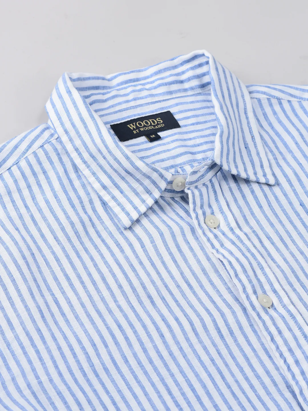 Woods Men Linen Blue White Shirt - Thumbnail 5