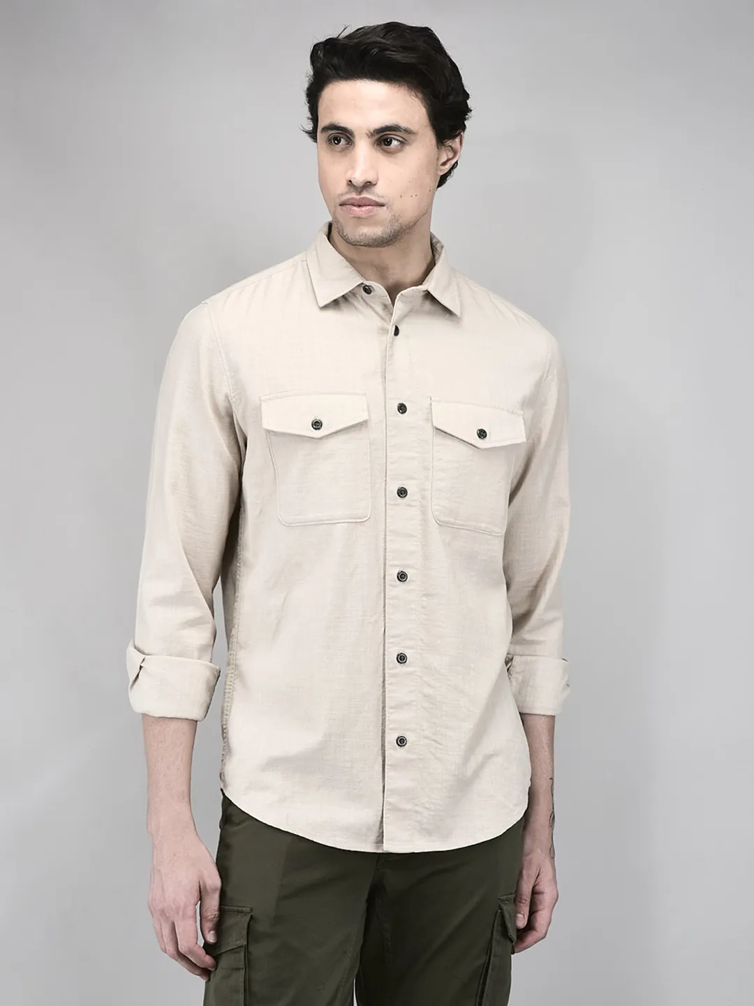 woodland-men-beige-regular-fit-full-sleeve-shirt