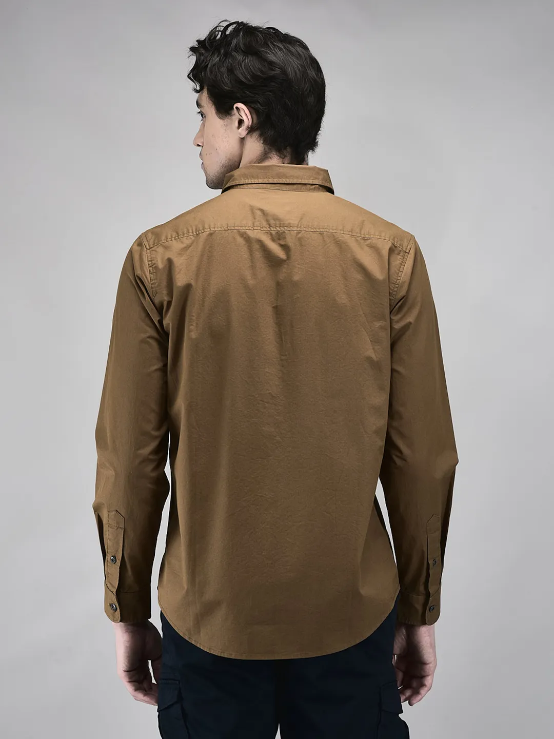 Woodland Men Camel Regular Fit Full Sleeve Shirt - Thumbnail 6