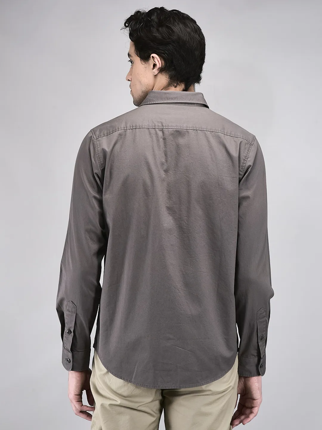 Woodland Men Grey Regular Fit Full Sleeve Shirt - Thumbnail 6