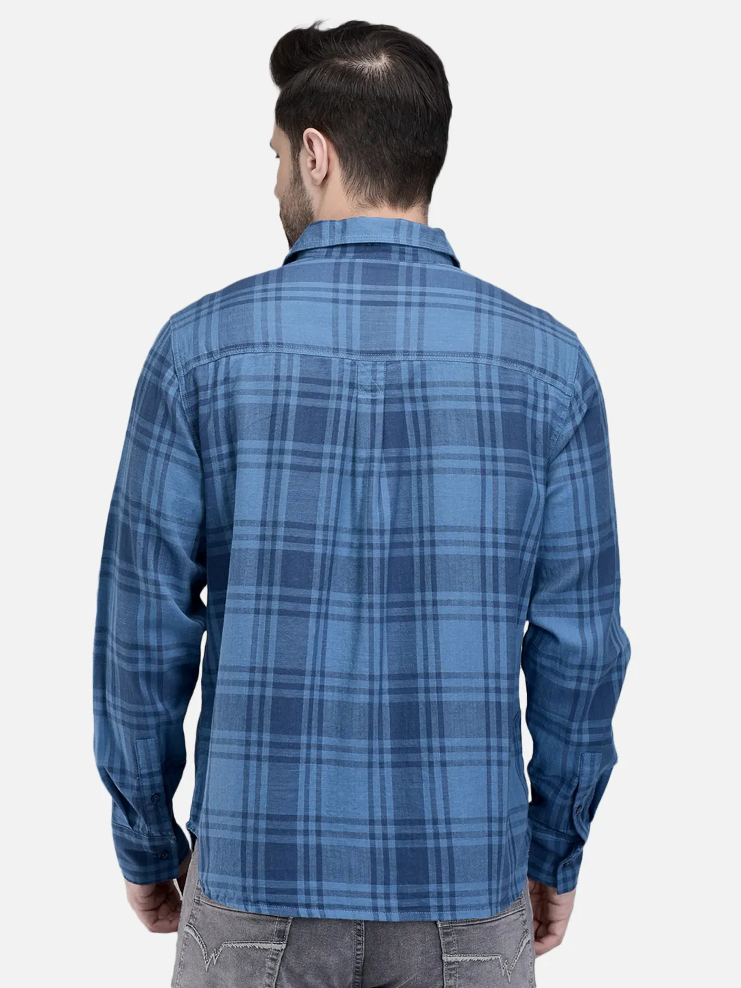 Woodland Men Blue Multi Checked Utility Shirt 6