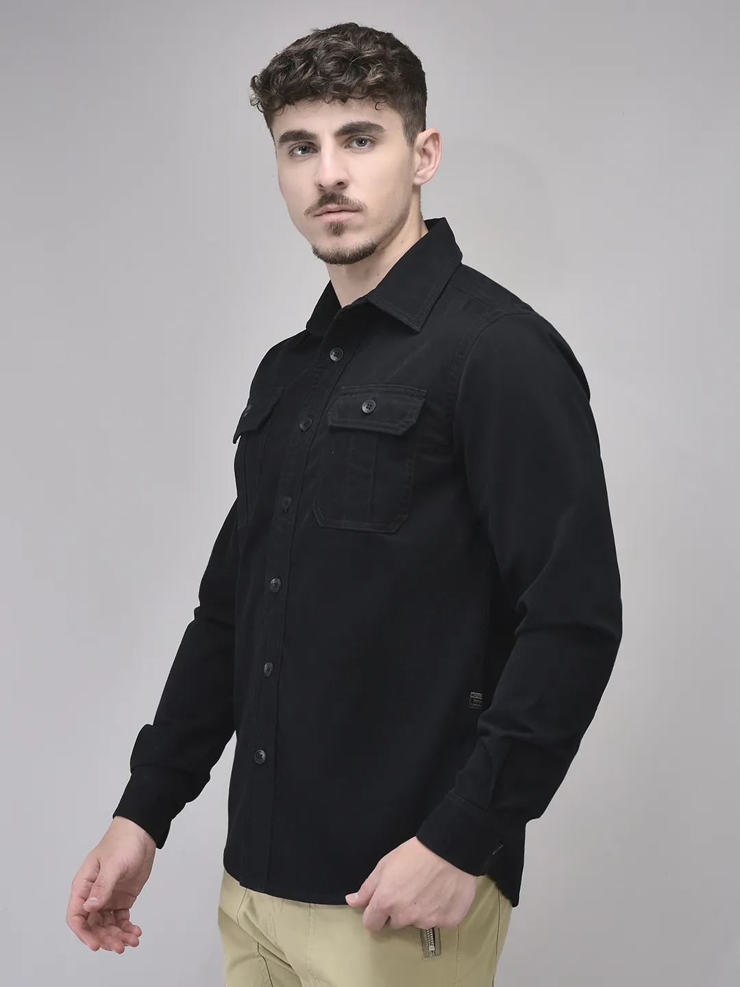 Cotton Navy Men Full Sleeve Shirt - Thumbnail 2