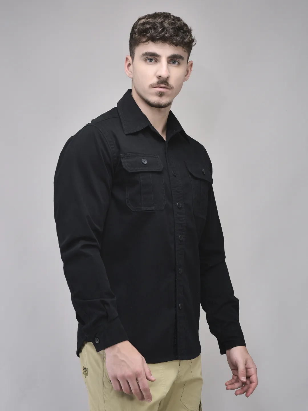 Cotton Navy Men Full Sleeve Shirt - Thumbnail 3