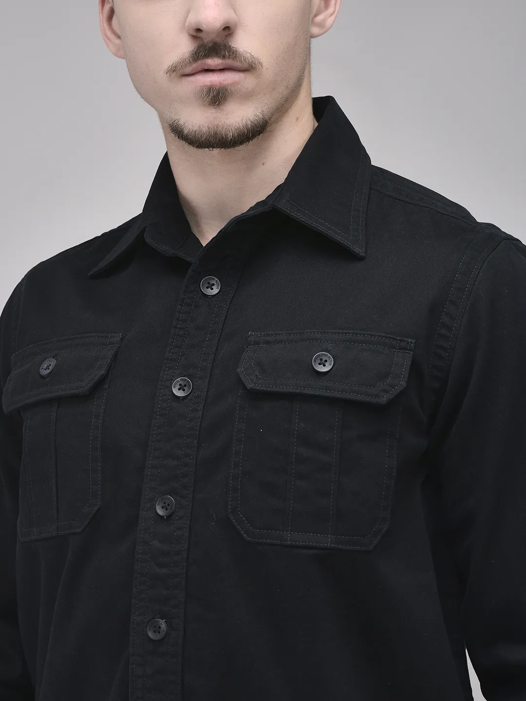 Cotton Navy Men Full Sleeve Shirt - Thumbnail 4