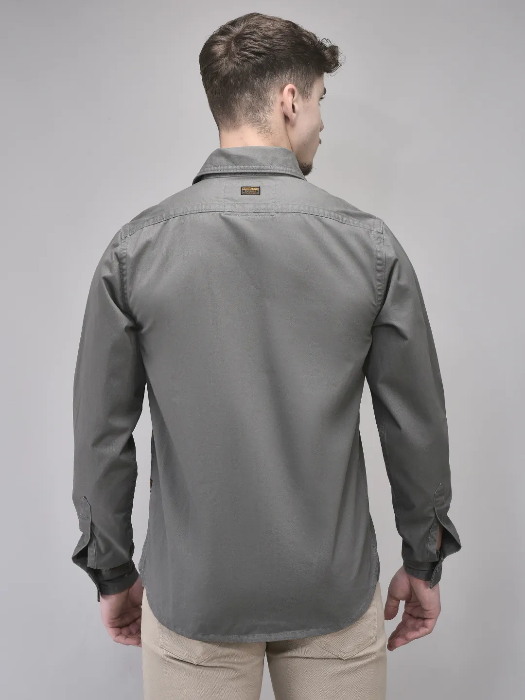 Cotton Grey Men Full Sleeve Shirt - Thumbnail 5