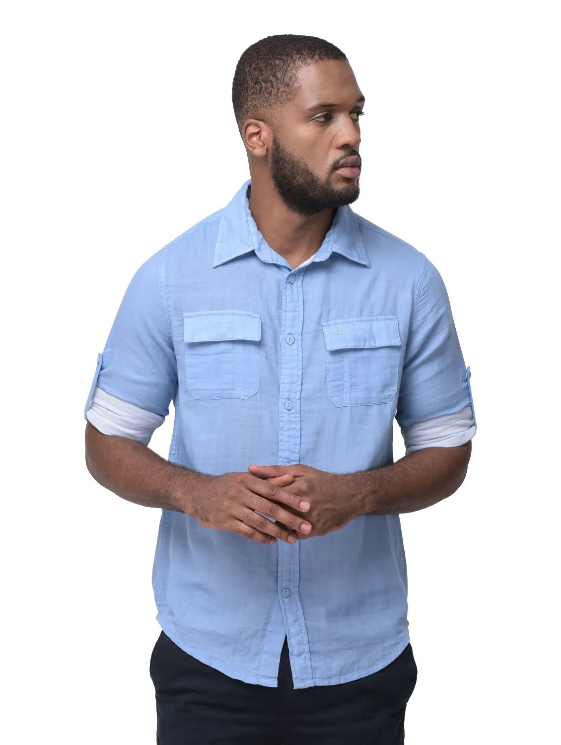Sea blue/White full sleeve shirt - Thumbnail 2