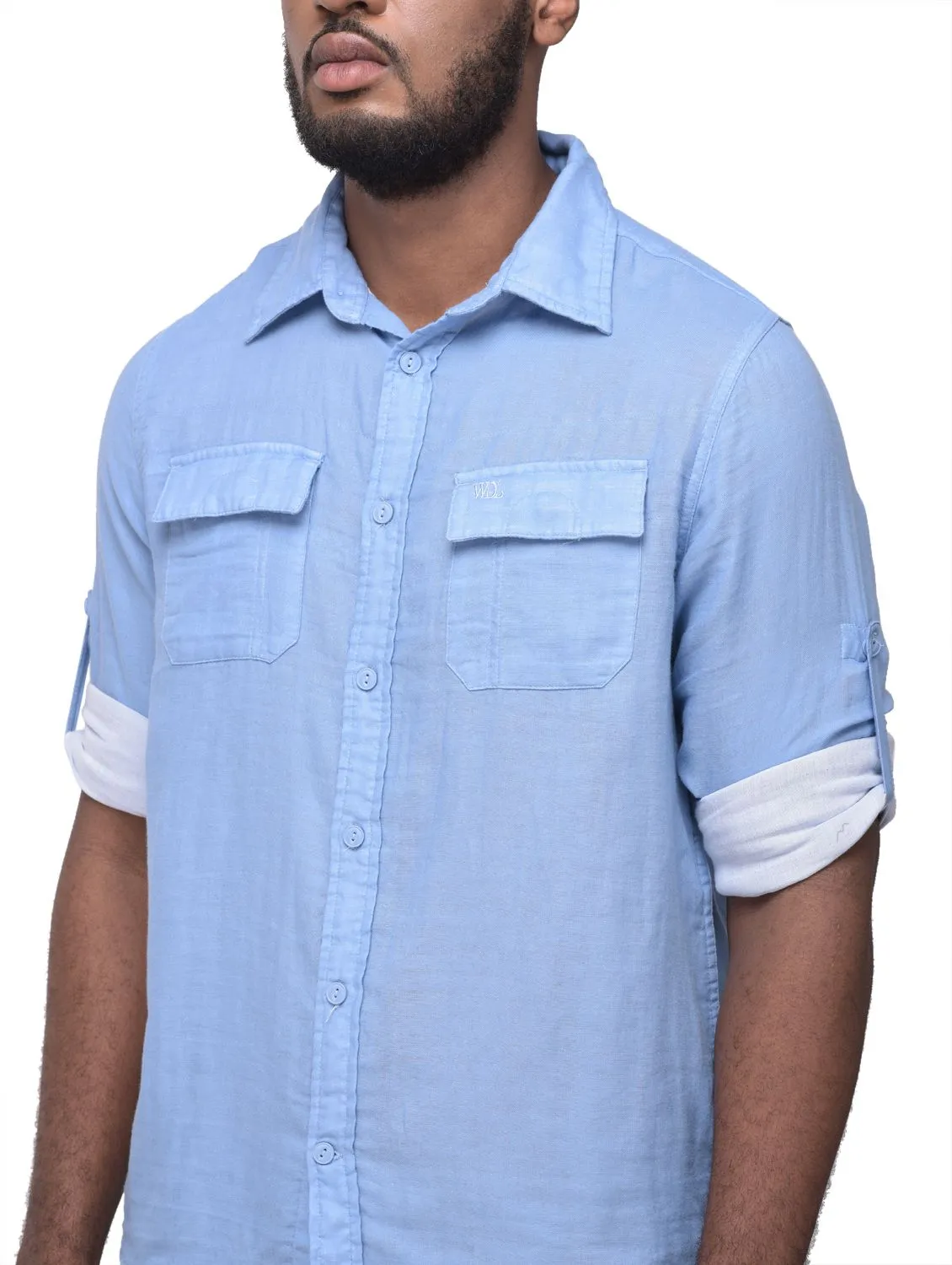 Sea blue/White full sleeve shirt - Thumbnail 3