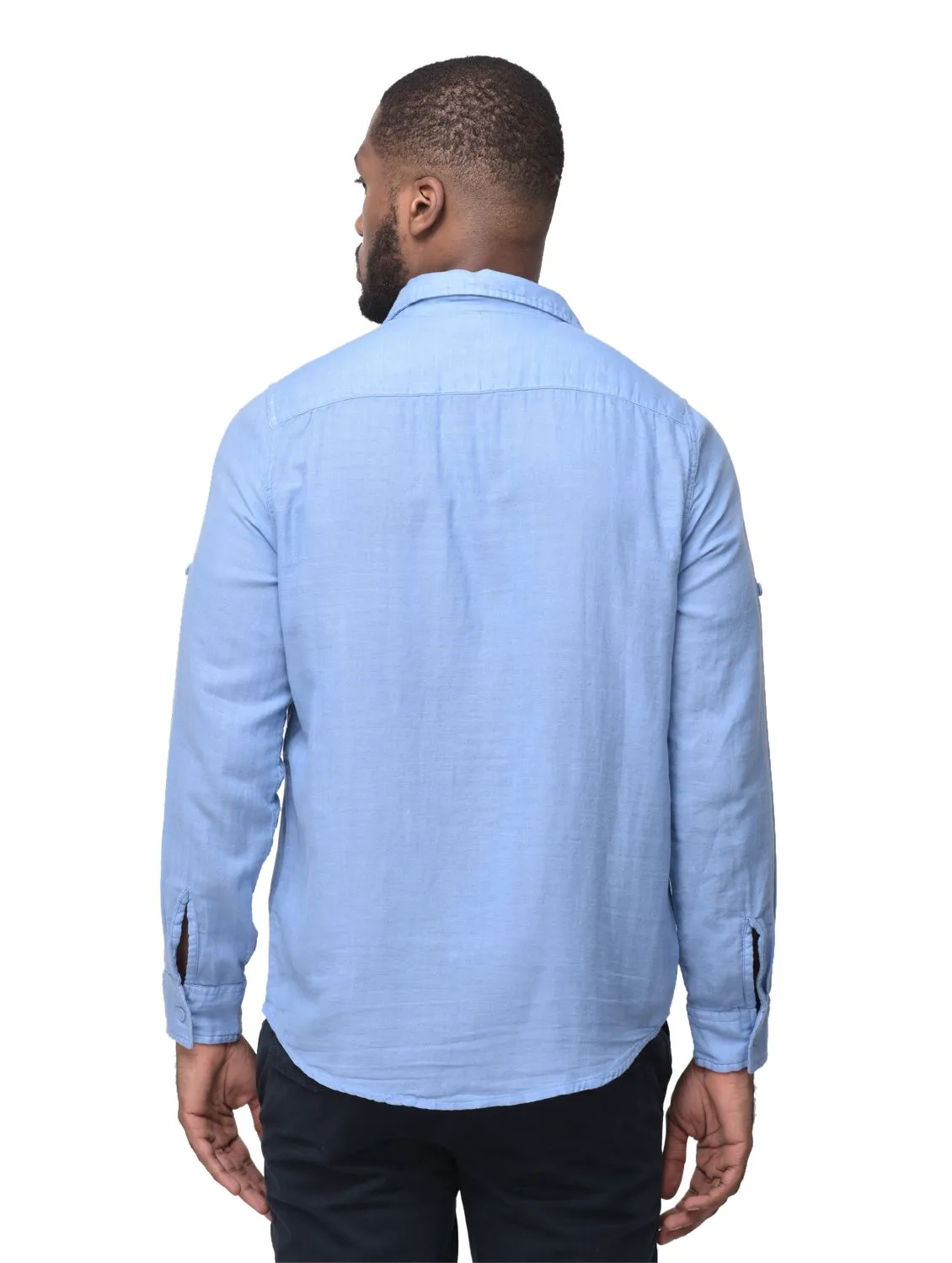 Sea blue/White full sleeve shirt - Thumbnail 4
