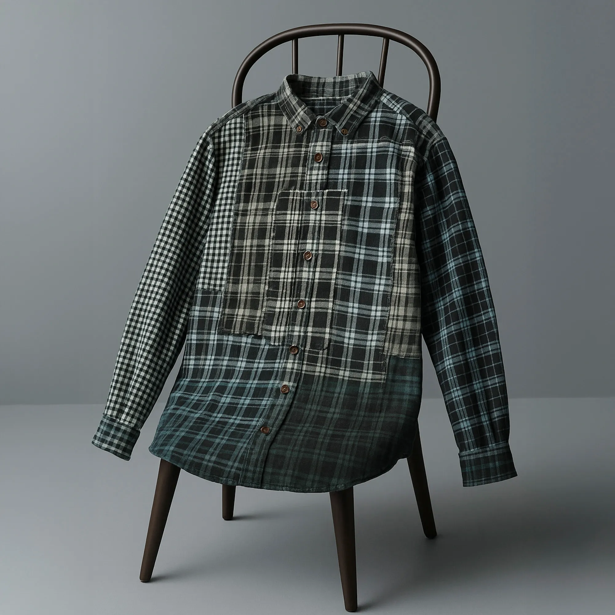 Rustic Check Brown Cotton Shirt - Thumbnail 10