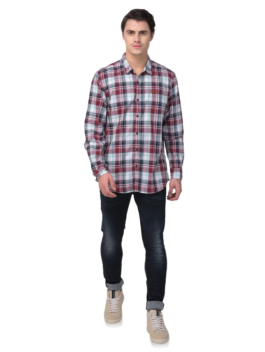 Maroon/Multi check shirt - Thumbnail 1