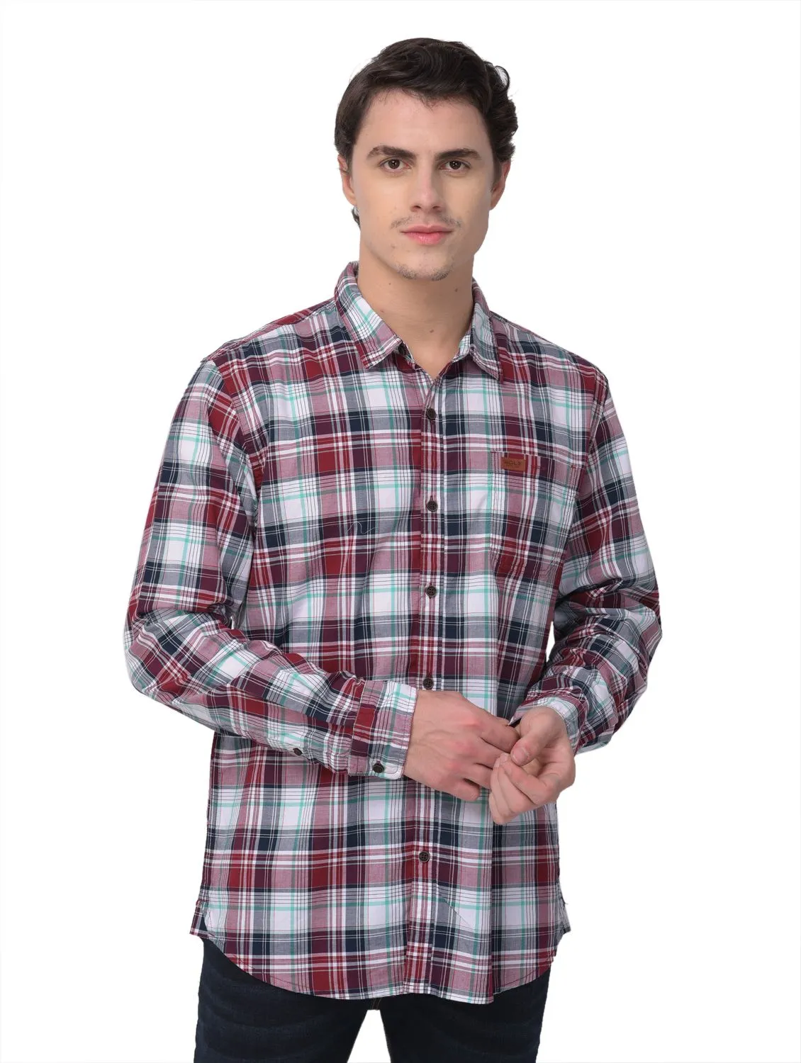 Maroon/Multi check shirt - Thumbnail 2