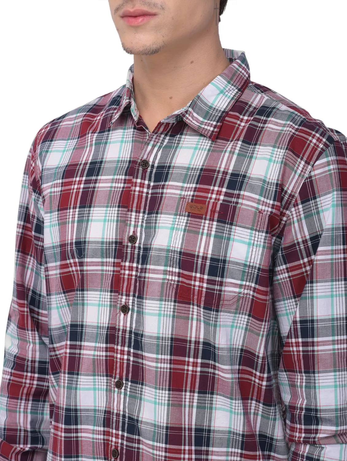 Maroon/Multi check shirt - Thumbnail 3
