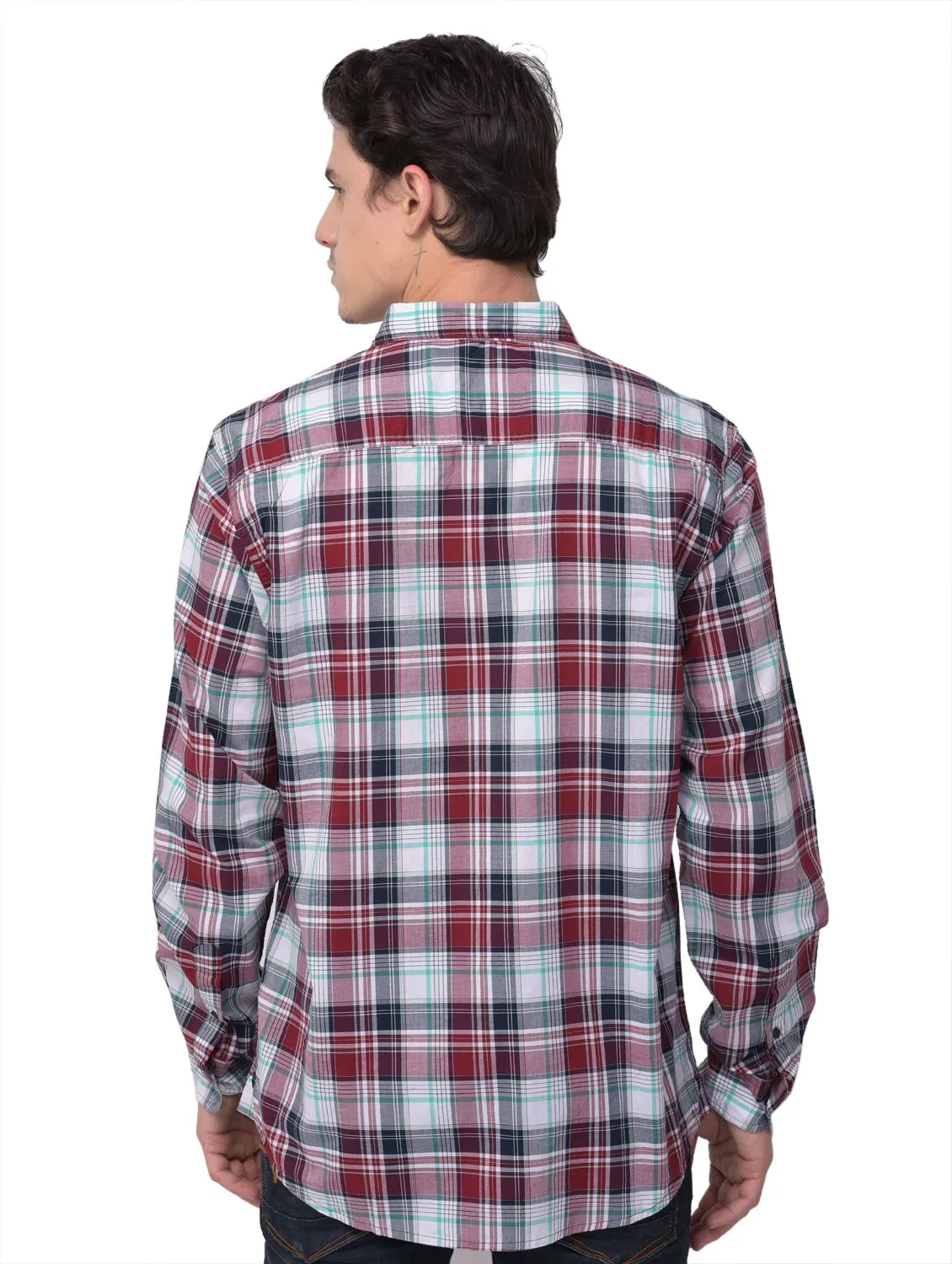 Maroon/Multi check shirt - Thumbnail 4
