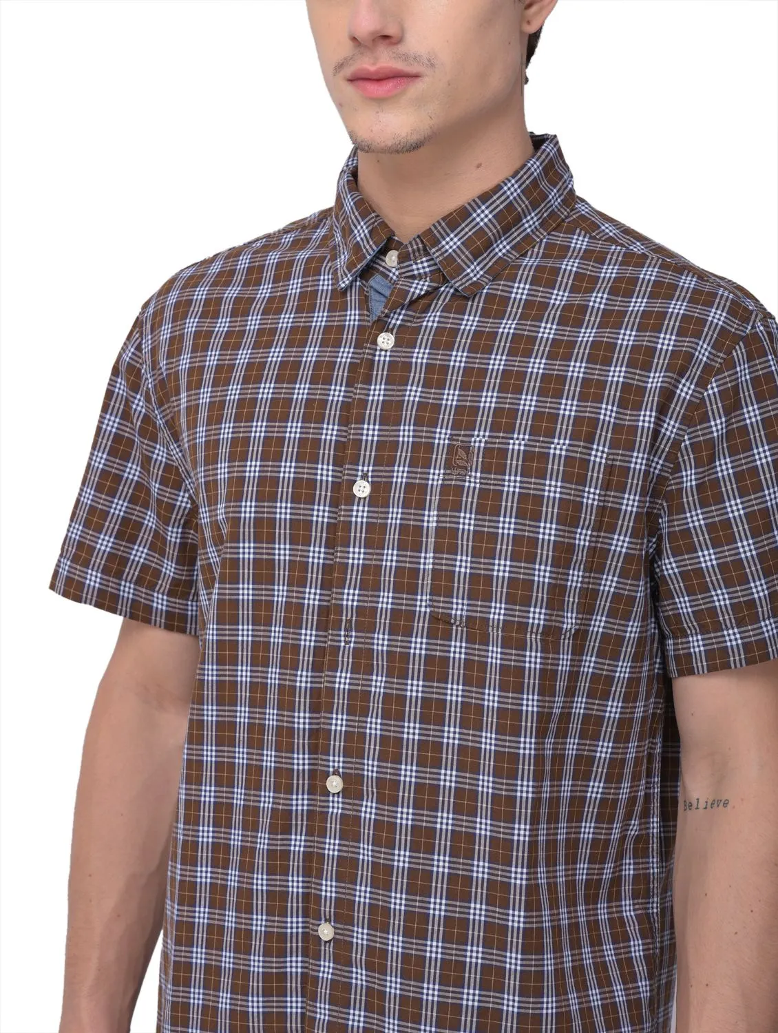 Brown/white half sleeve for men - Thumbnail 3