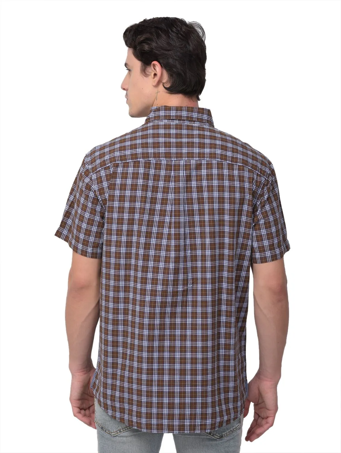 Brown/white half sleeve for men - Thumbnail 4