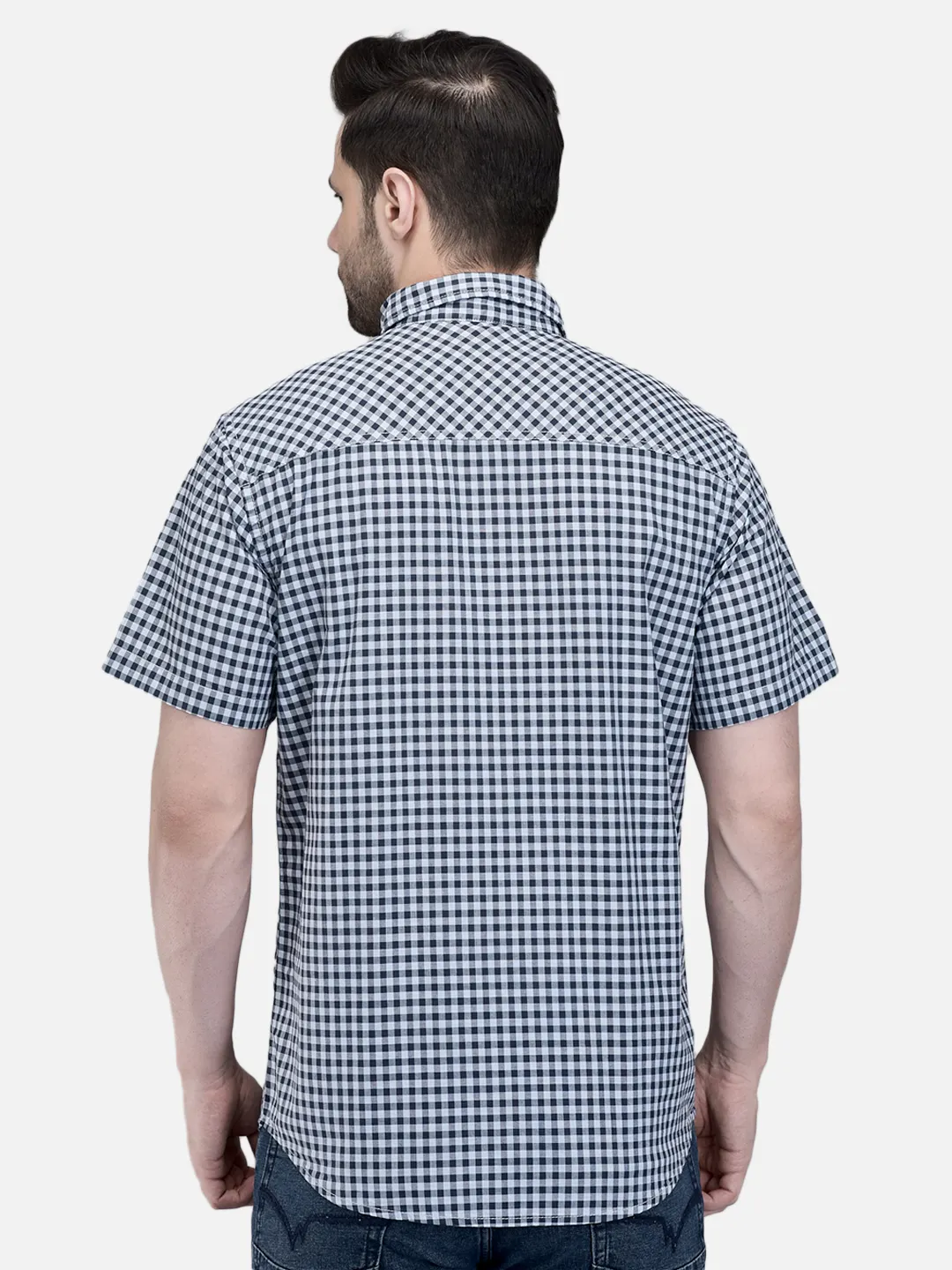 Men Blue Cotton Checked Shirt.  6