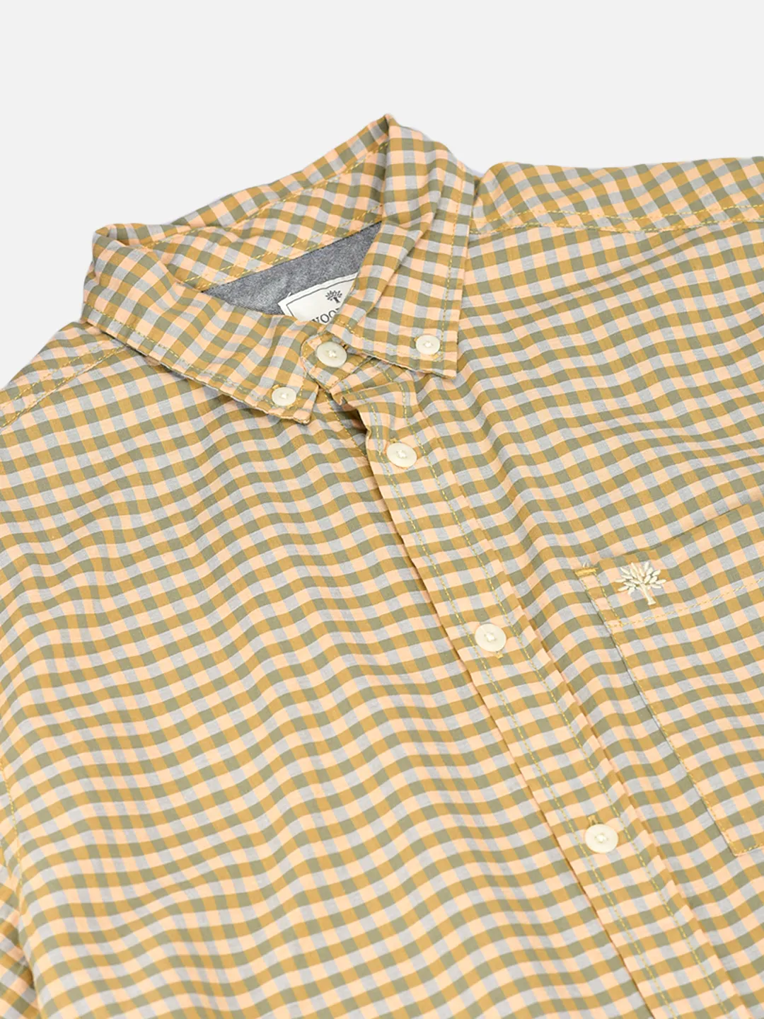 Men Mustard Beige Cotton Checked Shirt.  5