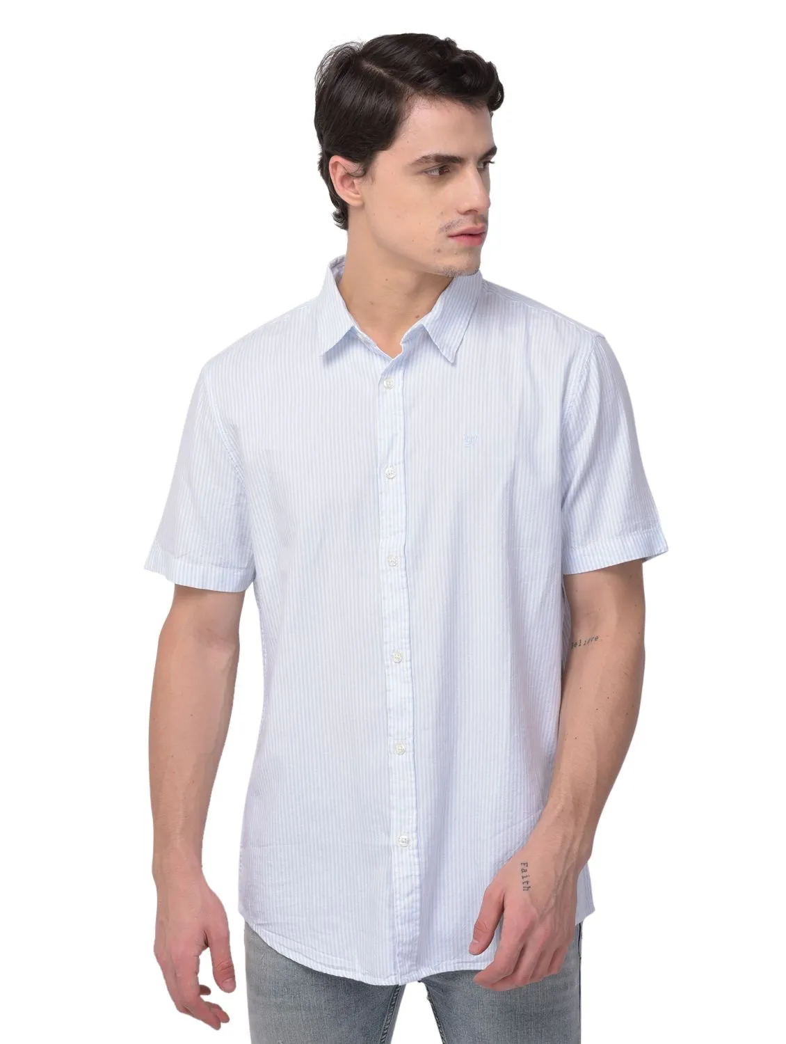 Sky blue half sleeves shirt - Thumbnail 2