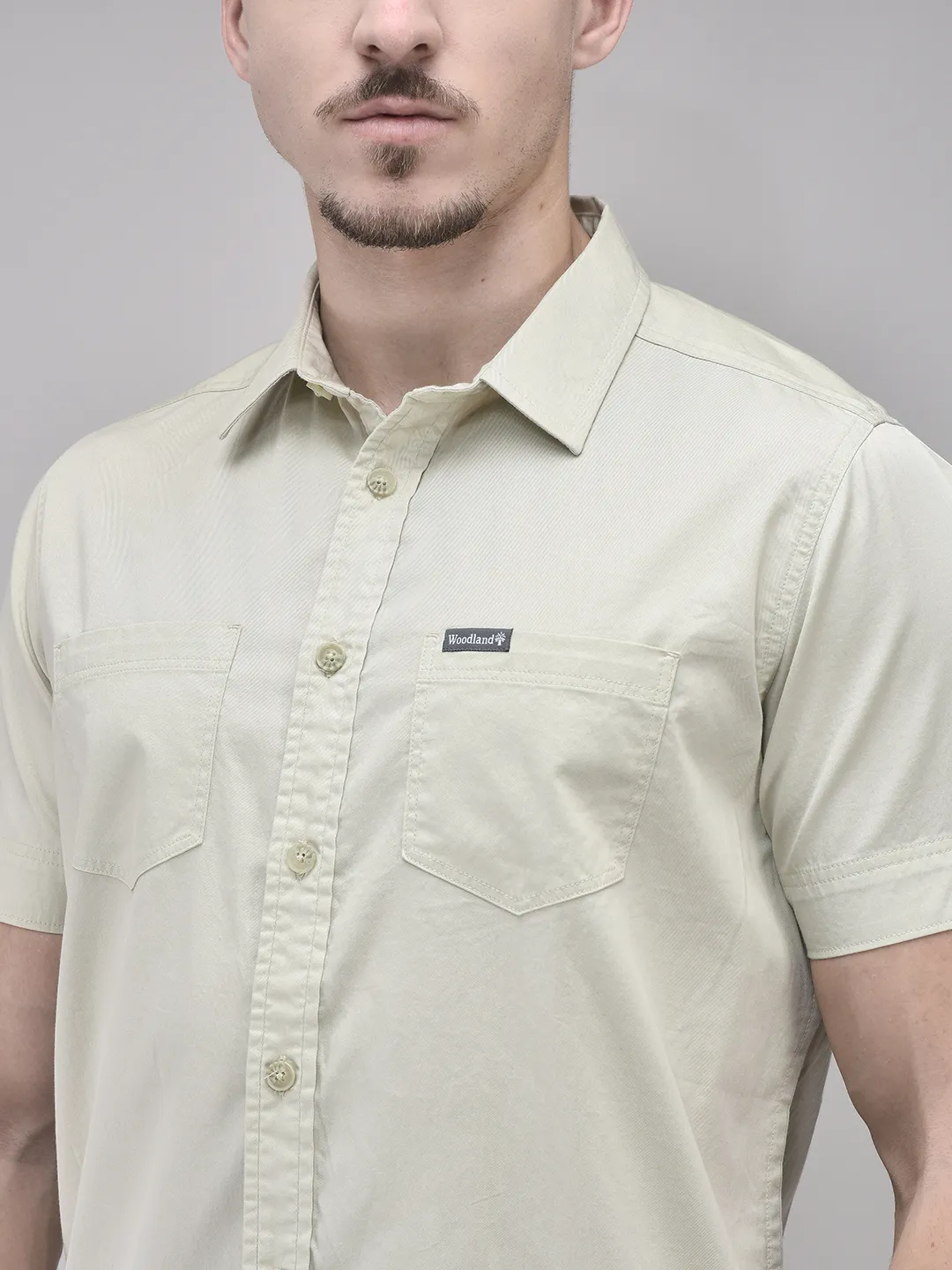 Cotton Spandex Beige Shirt - Thumbnail 4