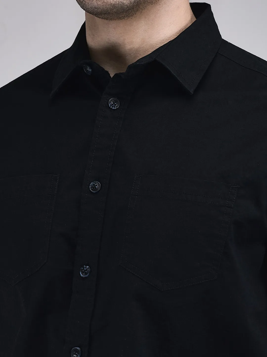 Cotton Spandex Dnavy Shirt - Thumbnail 4