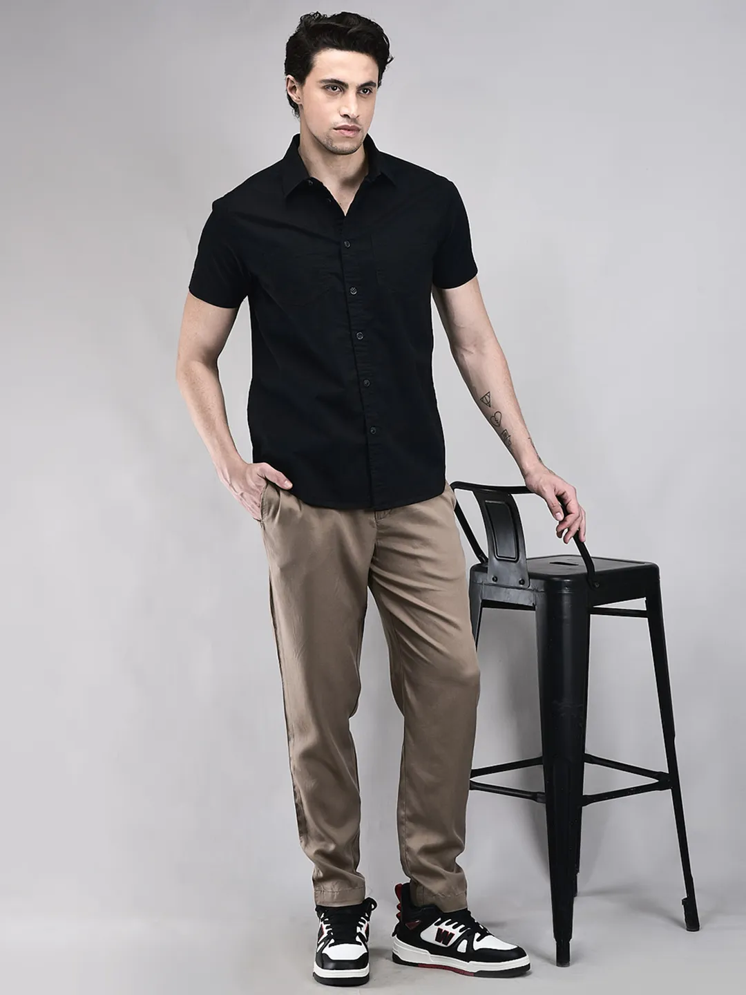 Cotton Spandex Dnavy Shirt - Thumbnail 7