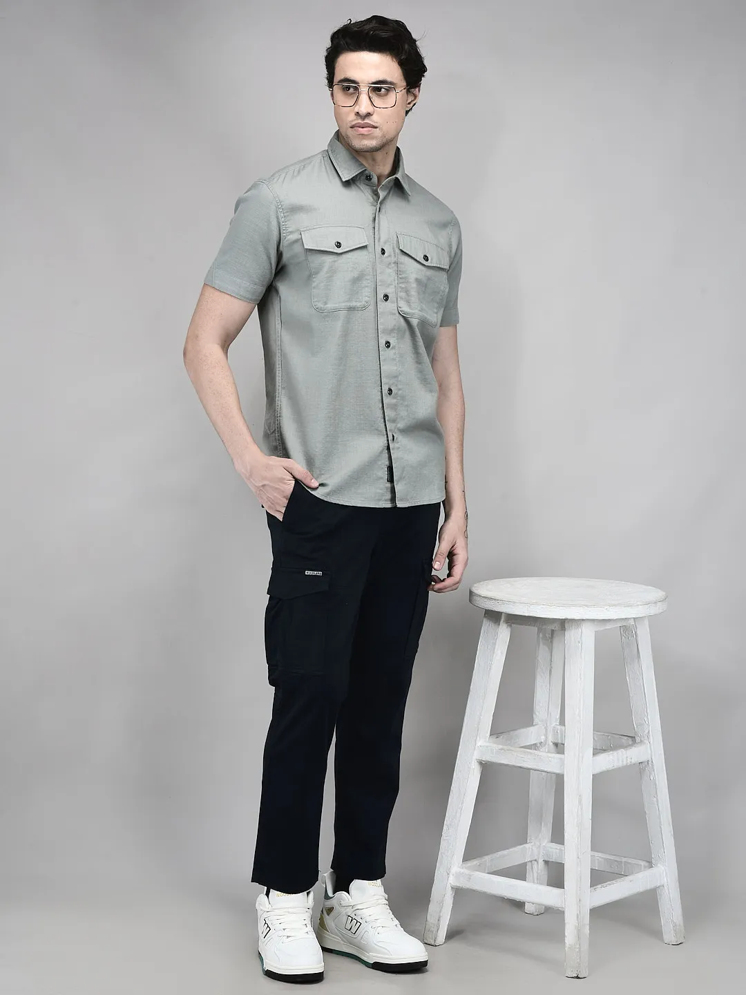 Sea Grass Cotton Shirt For Men - Thumbnail 7