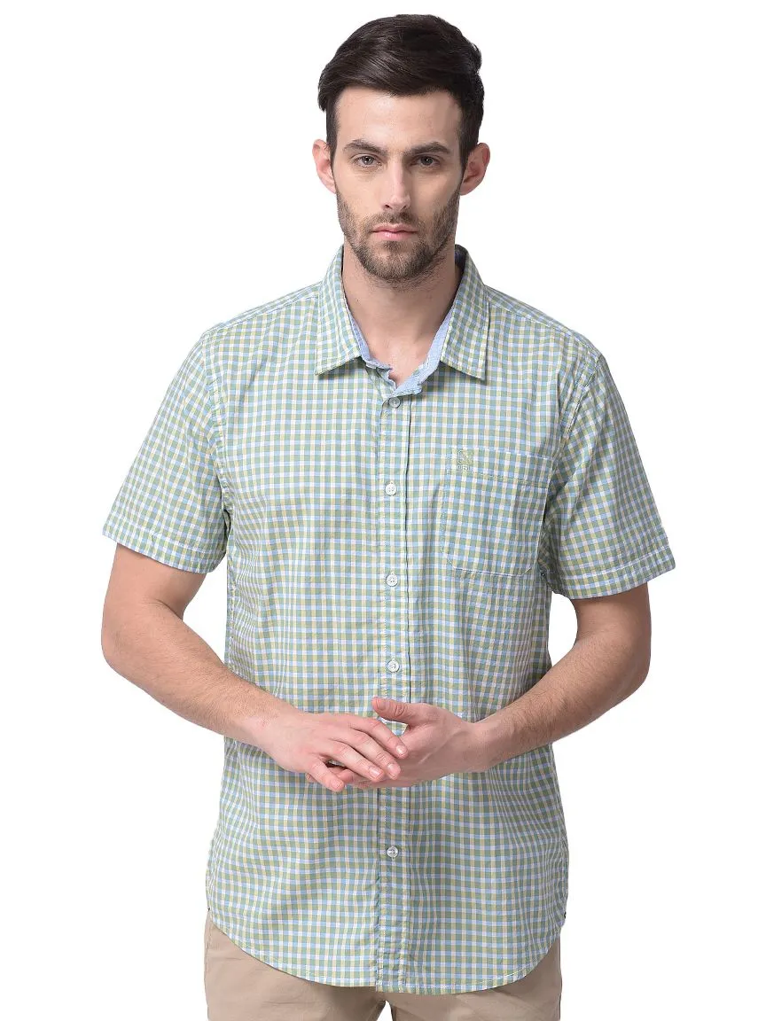 Green and blue check shirt for men - Thumbnail 2