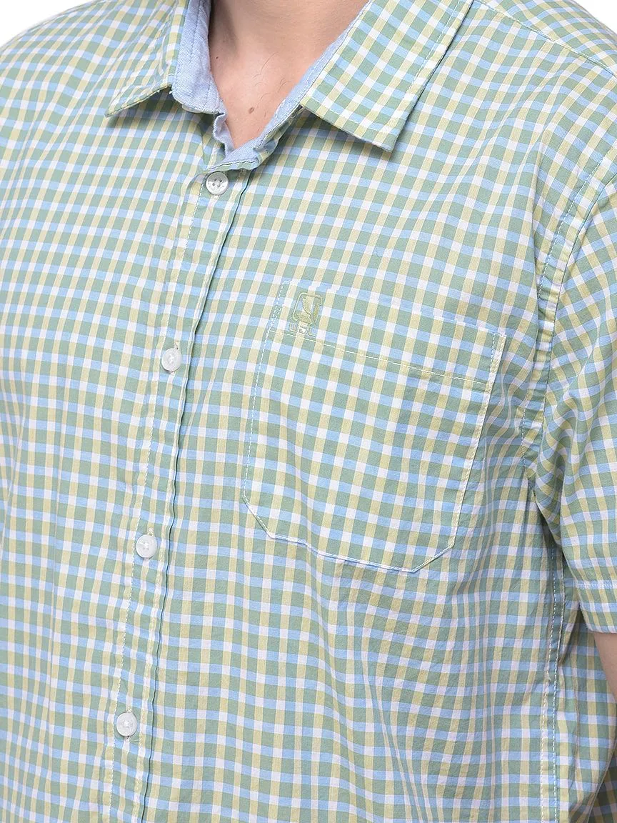 Green and blue check shirt for men - Thumbnail 3