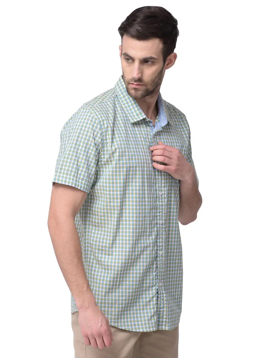 Green and blue check shirt for men - Thumbnail 6