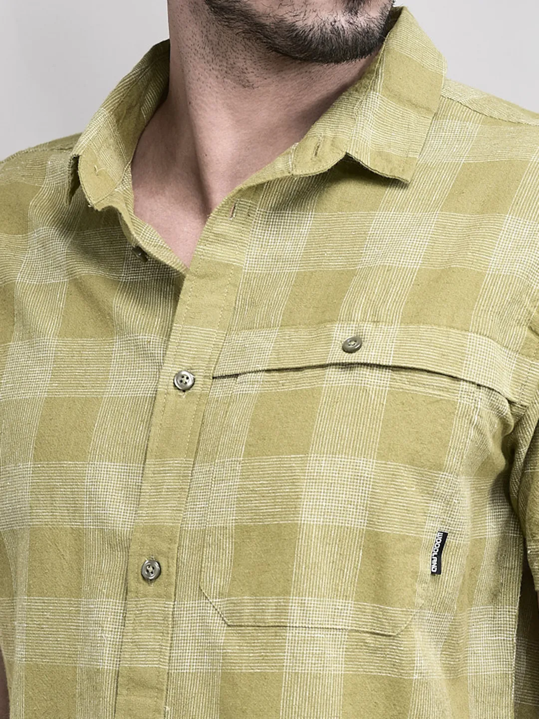 Woodland Men Half Sleeve Bayleaf Check Shirt - Thumbnail 4