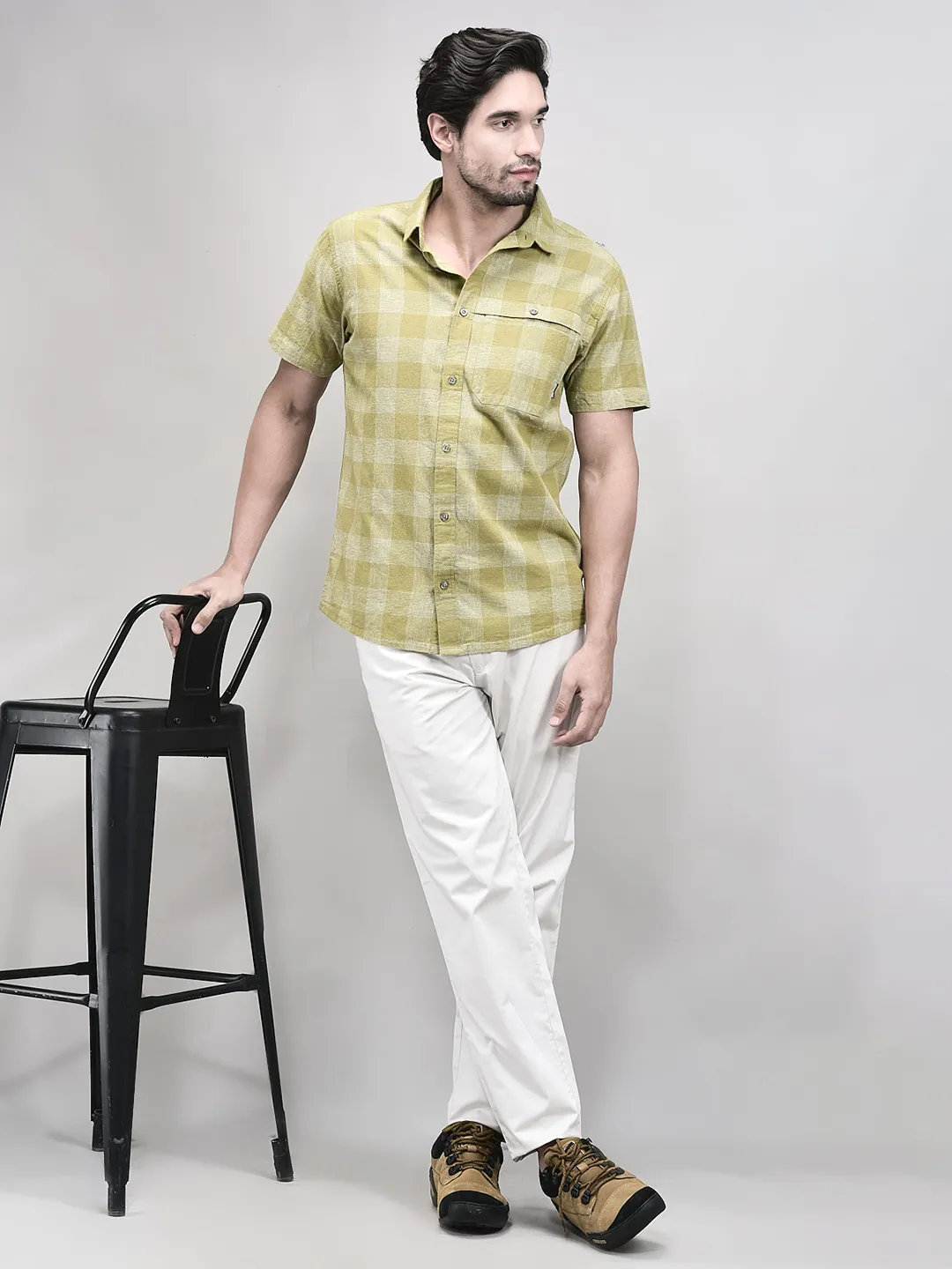 Woodland Men Half Sleeve Bayleaf Check Shirt - Thumbnail 7