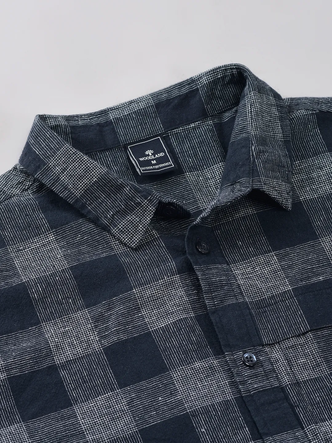 Woodland Men Half Sleeve Navy/White Shirt - Thumbnail 5