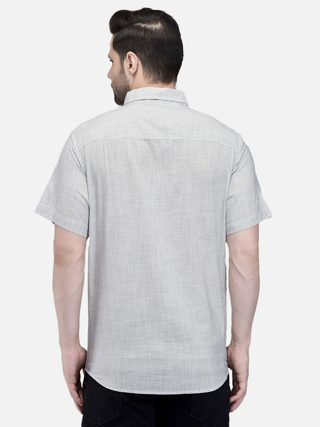 Woodland Men OWhite Cotton Striped Casual Shirt 6