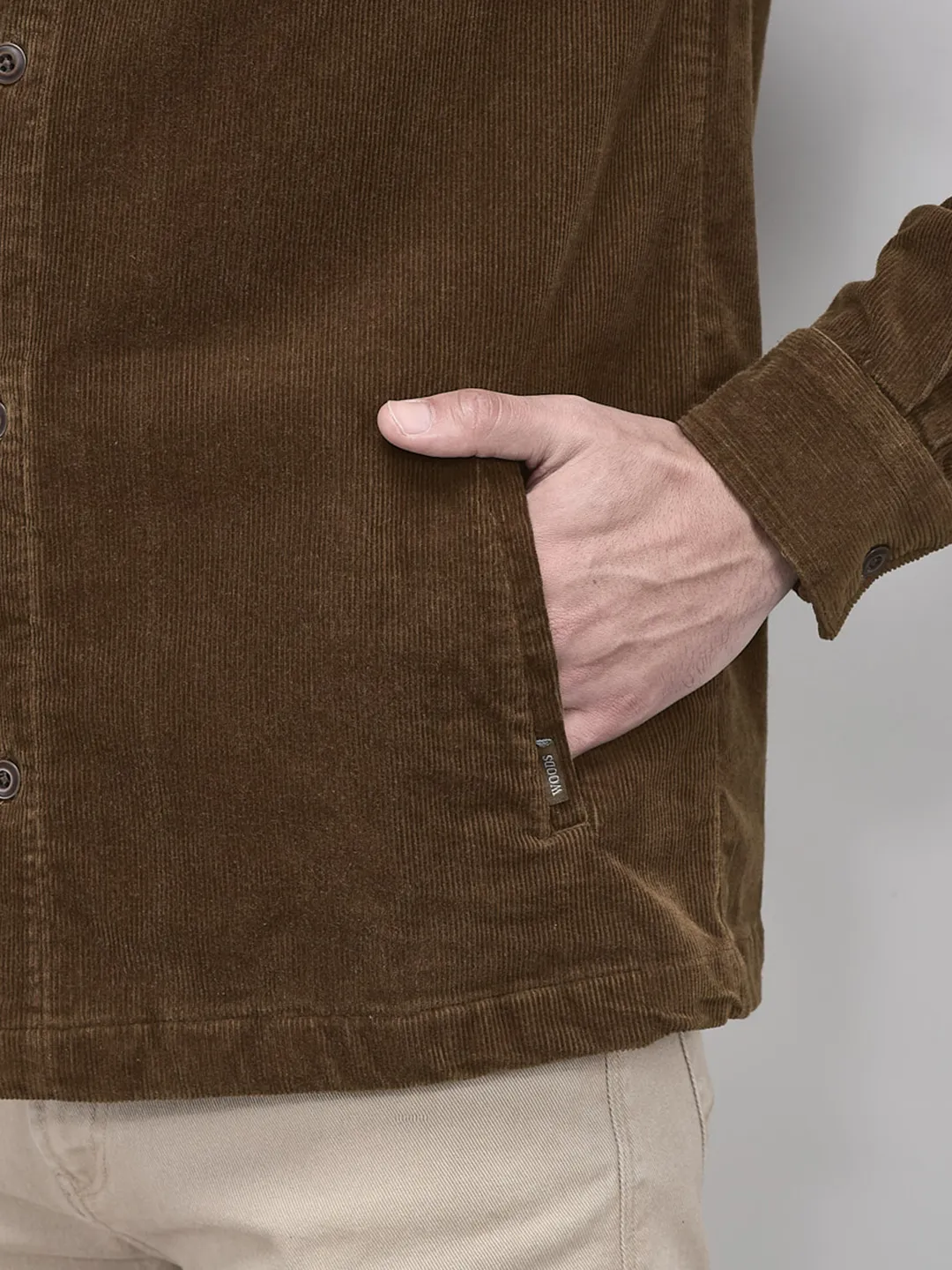 Brown Full Sleeve Prewinter Shirt for Men - Thumbnail 4