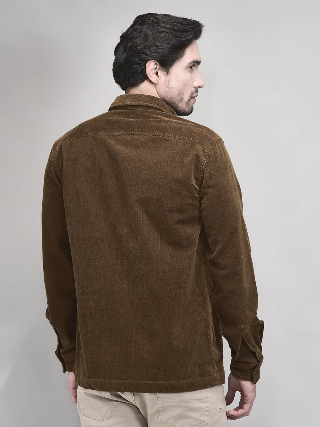 Brown Full Sleeve Prewinter Shirt for Men - Thumbnail 7