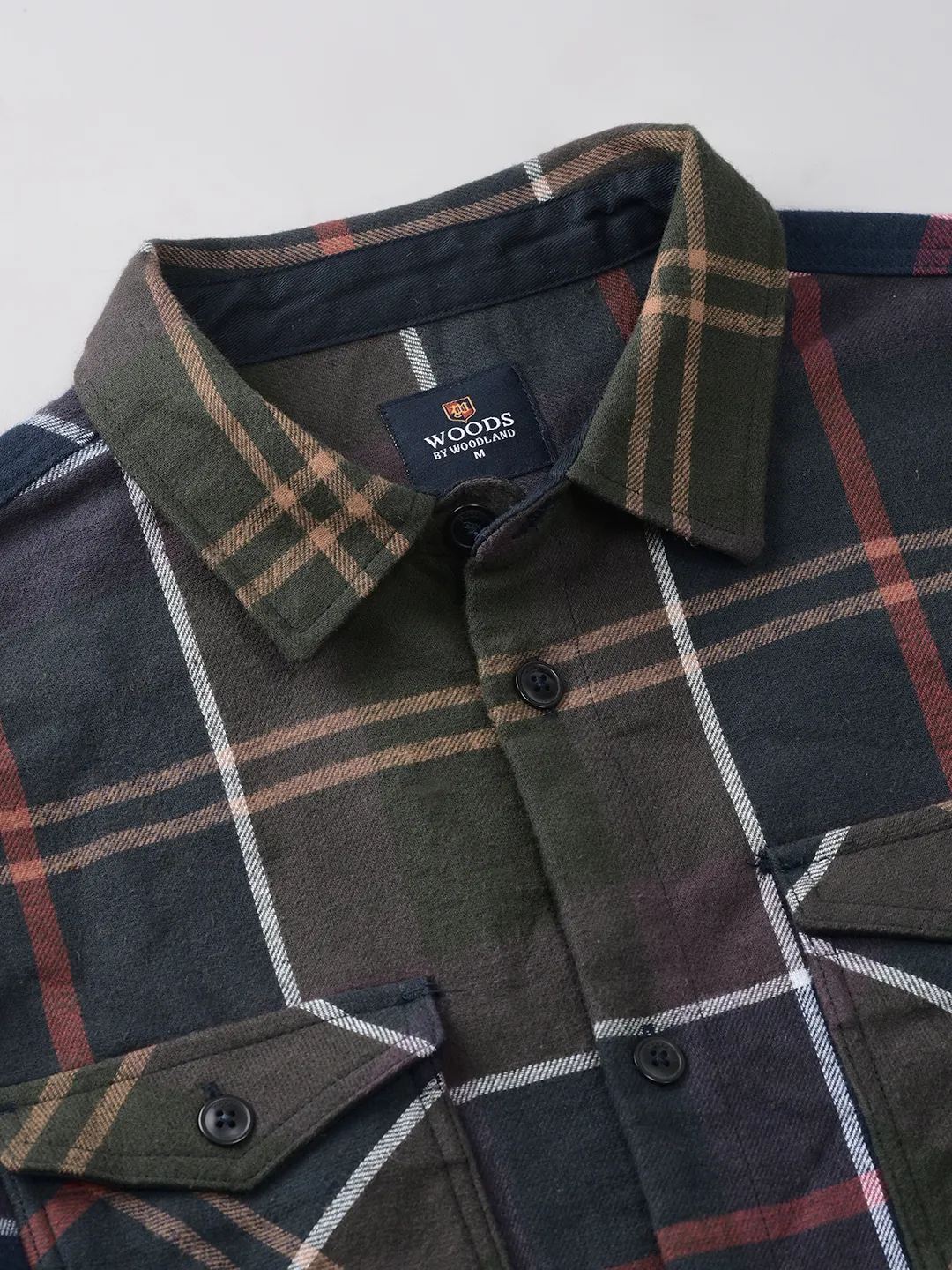 Full Sleeve Navy Multicolour Cotton Shacket - Thumbnail 5