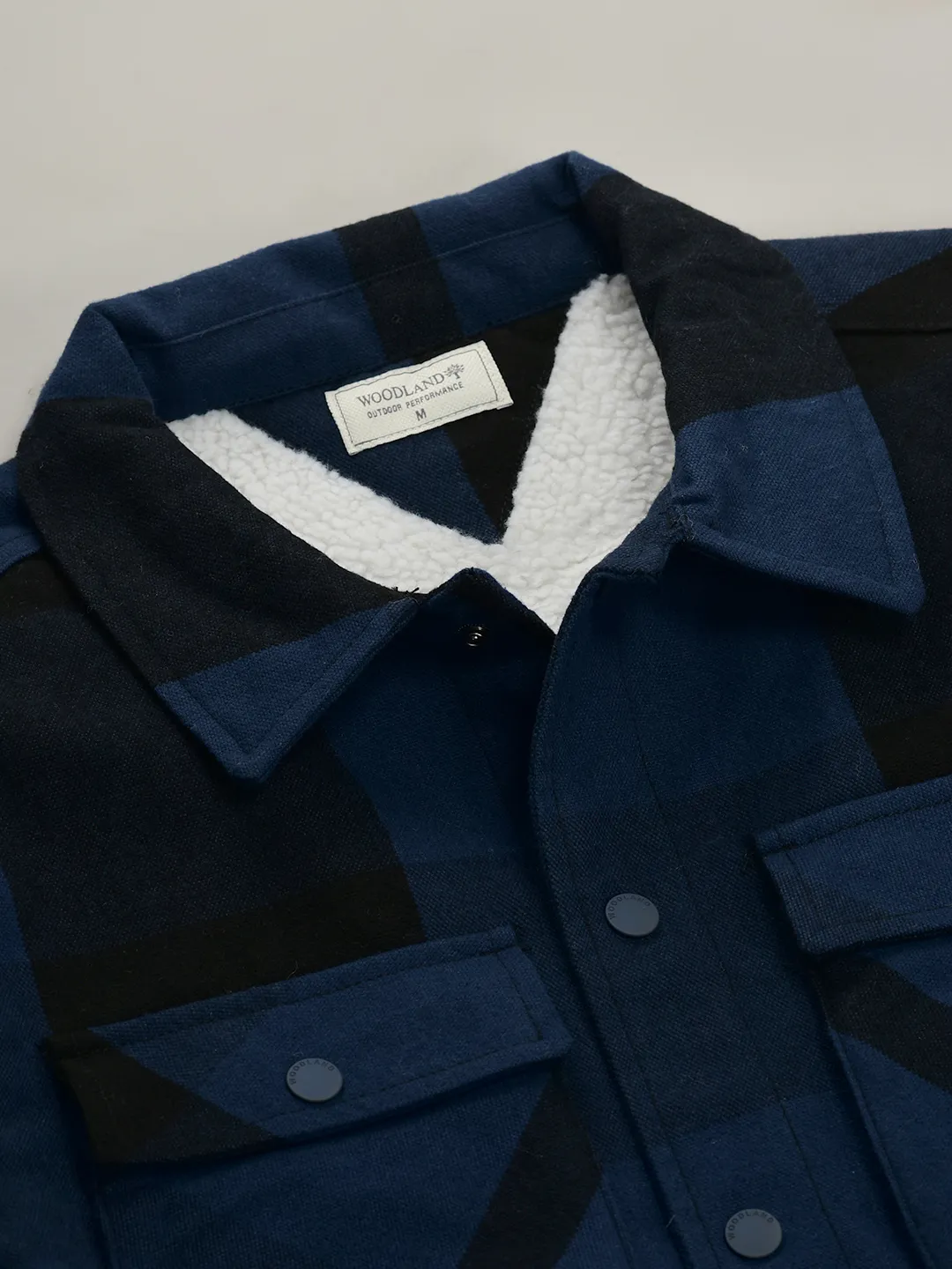 Blue/Black Polycotton Shacket For Men - Thumbnail 5