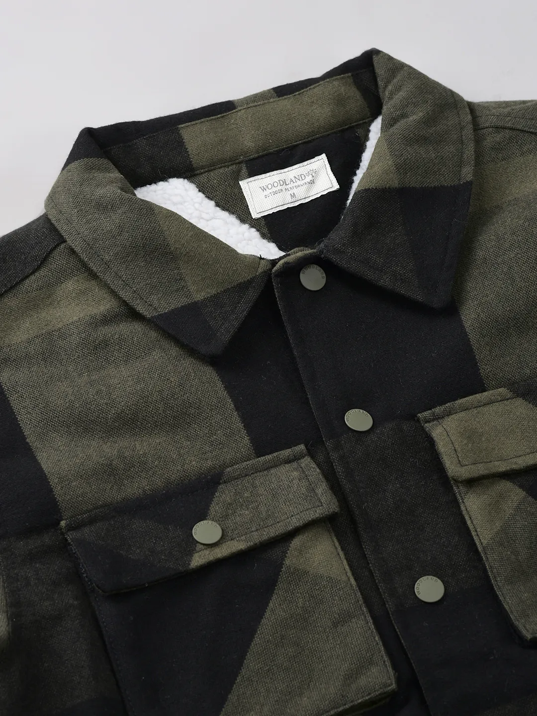 Olive/Black Polycotton Shacket For Men - Thumbnail 4