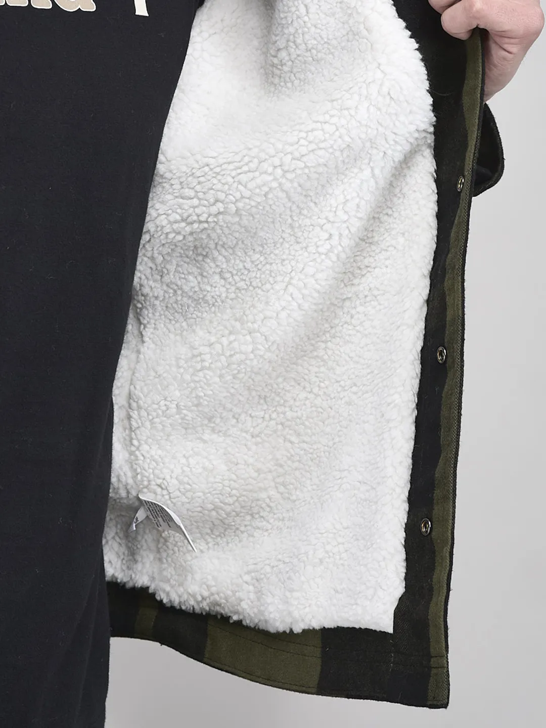 Olive/Black Polycotton Shacket For Men - Thumbnail 5