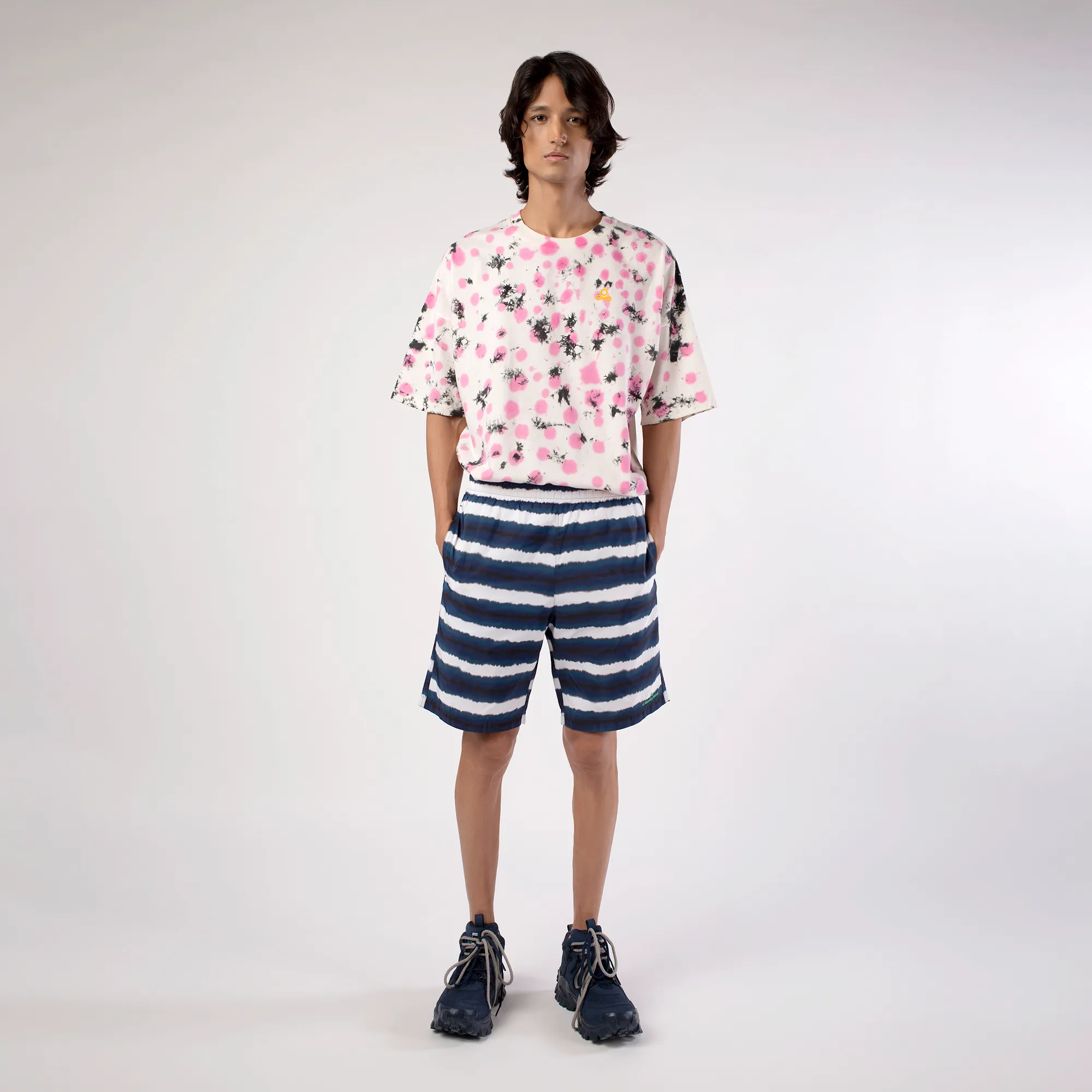 Sblue/White Tie-Dye Shorts - Thumbnail 7