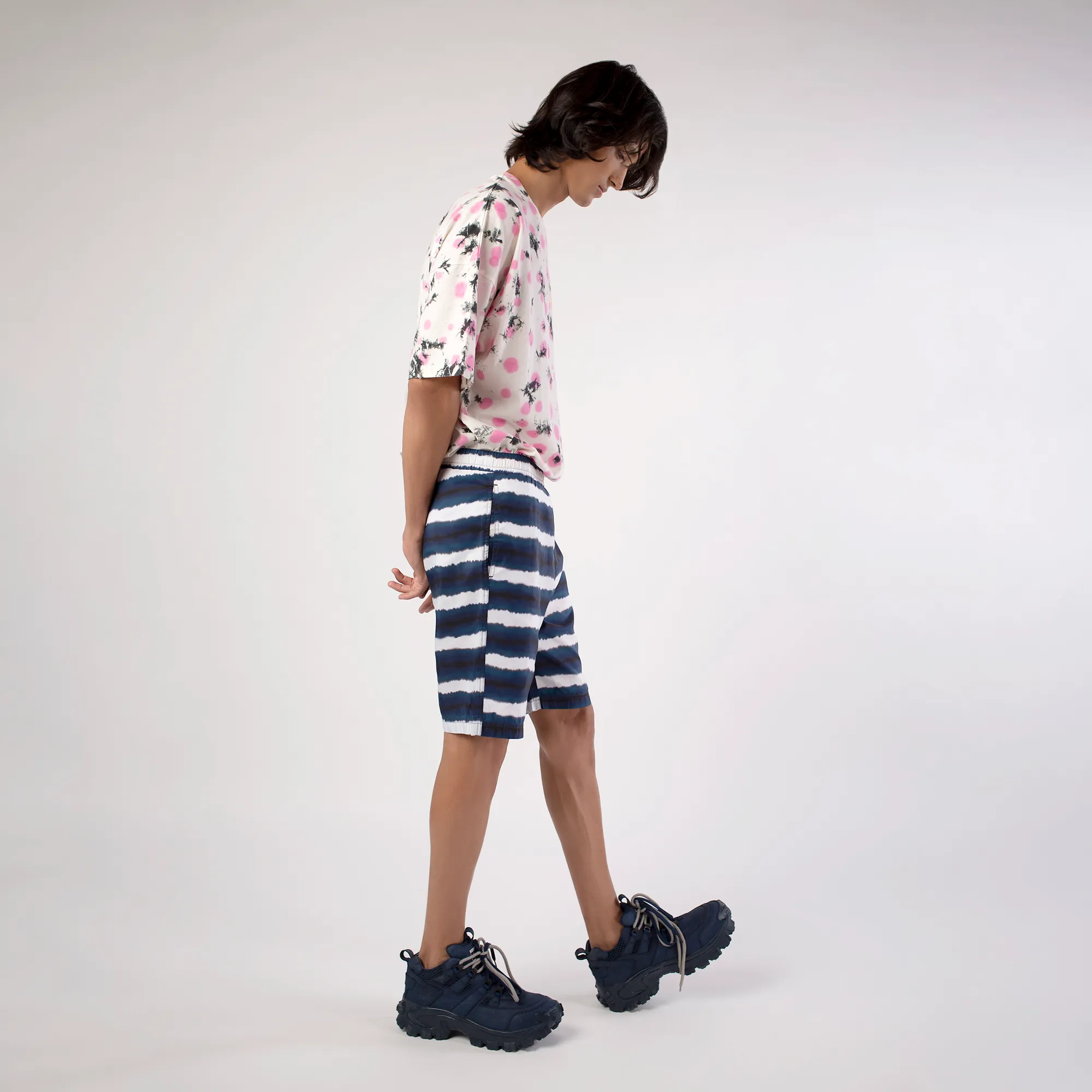 Sblue/White Tie-Dye Shorts - Thumbnail 9