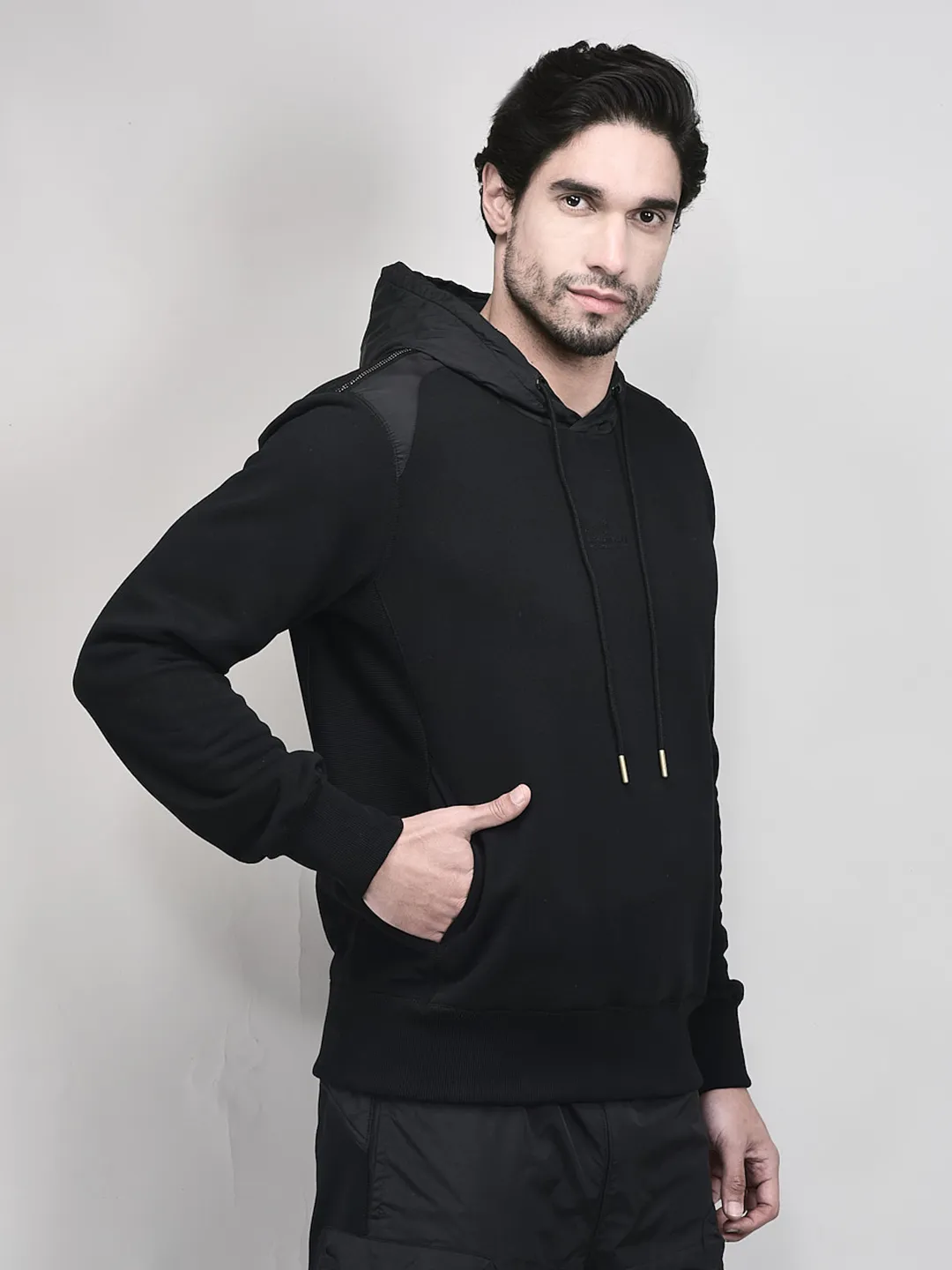 Woodland Men Black Hoodie Sweatshirt - Thumbnail 2