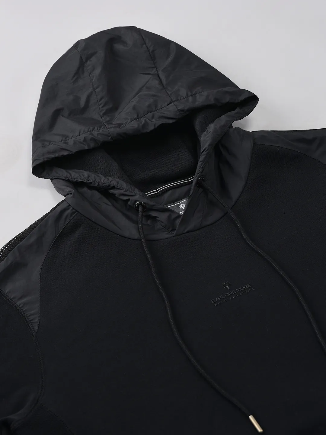 Woodland Men Black Hoodie Sweatshirt - Thumbnail 6