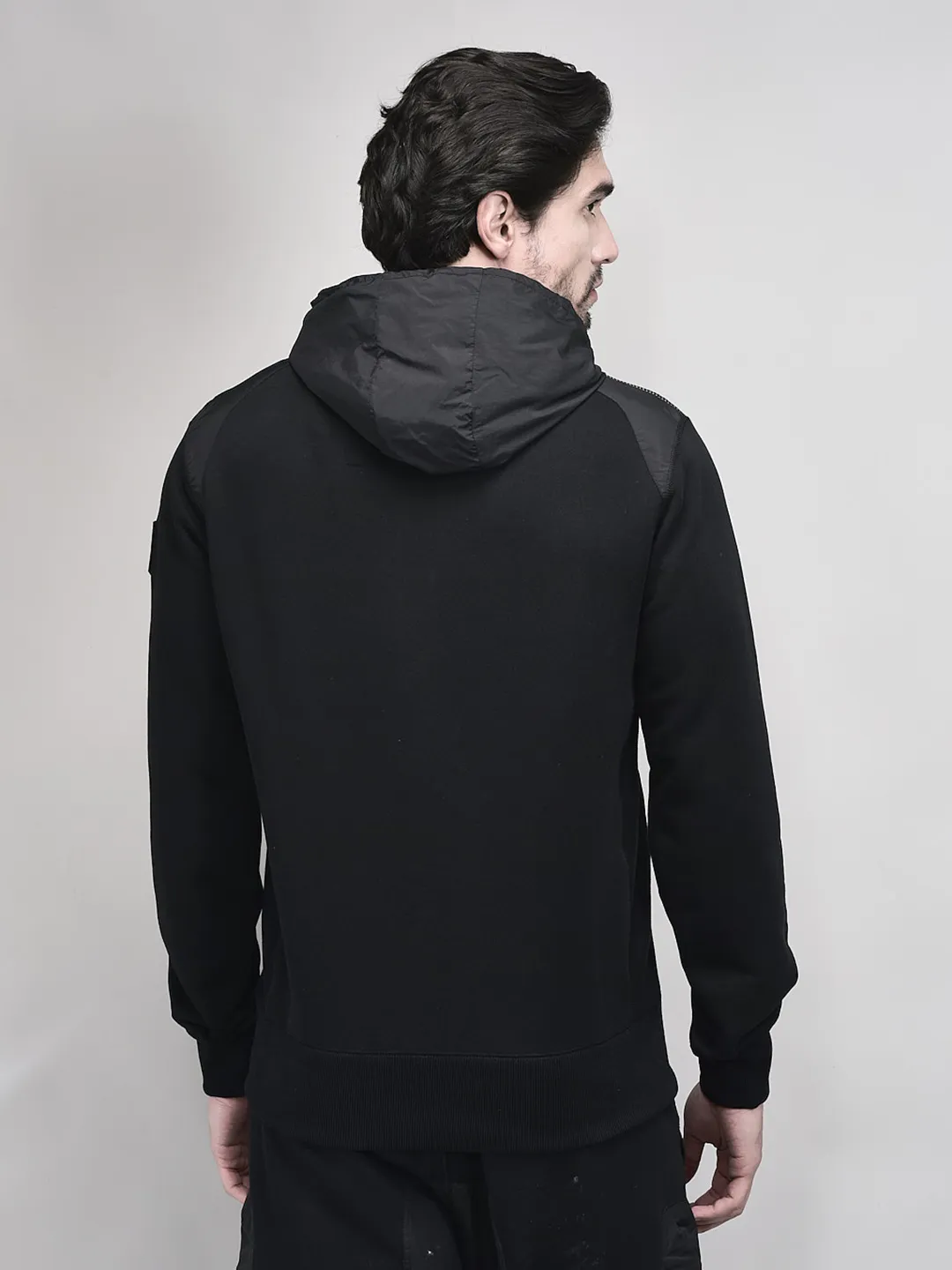 Woodland Men Black Hoodie Sweatshirt - Thumbnail 8