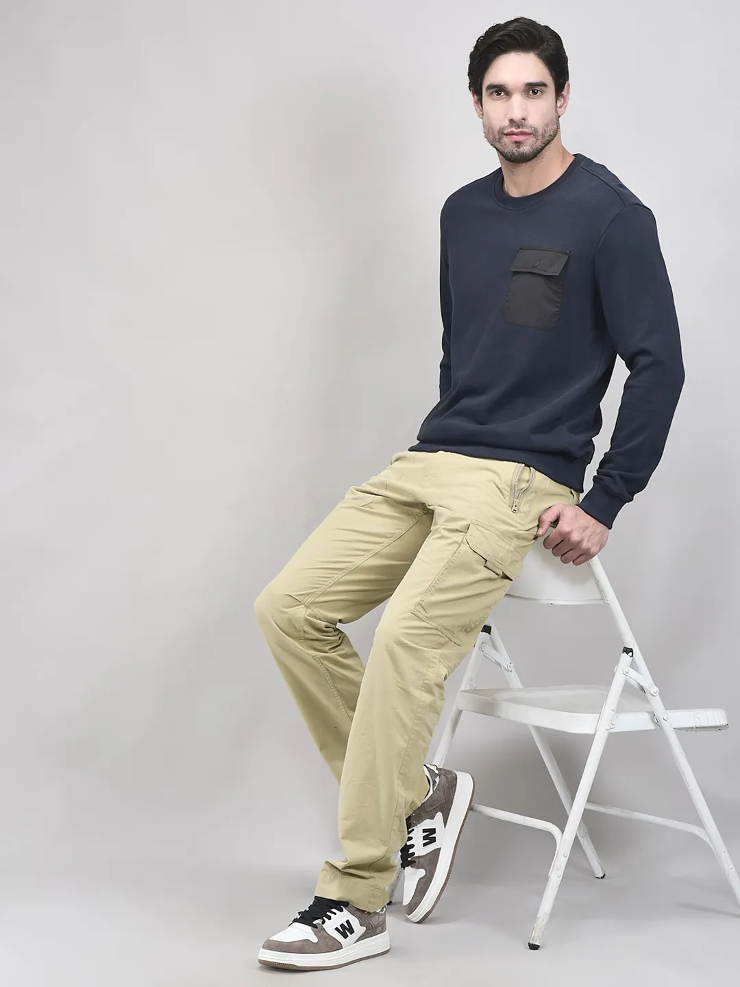Navy Cotton Sweatshirt For Men - Thumbnail 6